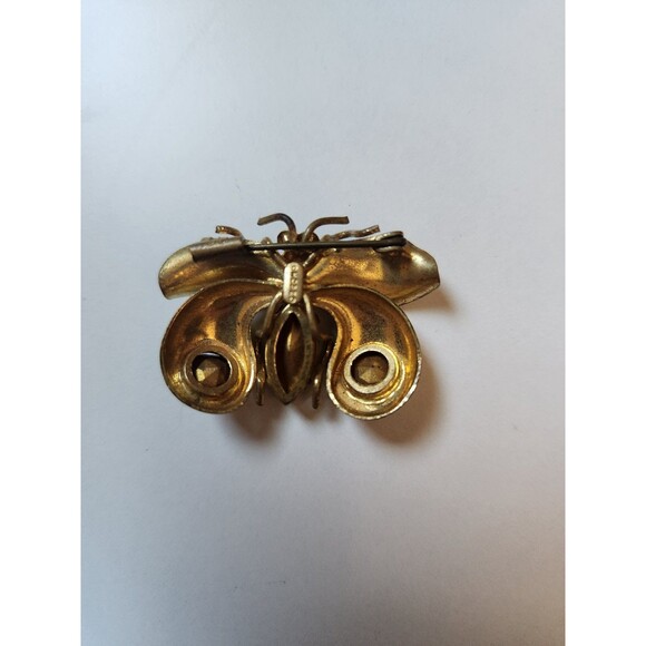 Vintage Czecho Gold Tone Purple Glass Insect Brooch Pin - Picture 4 of 5